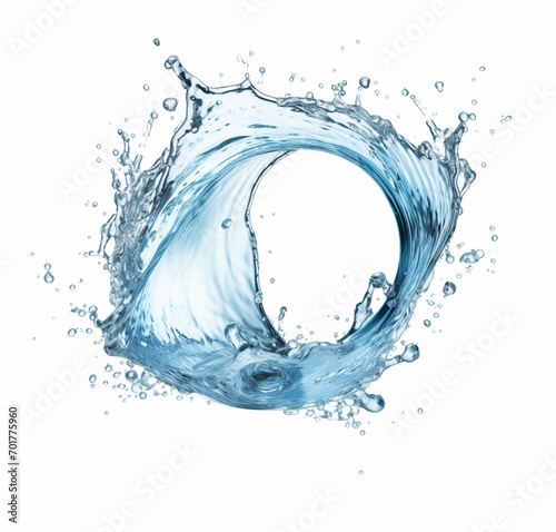 abstract realistic round shape blue water splash in circle isolated on white background