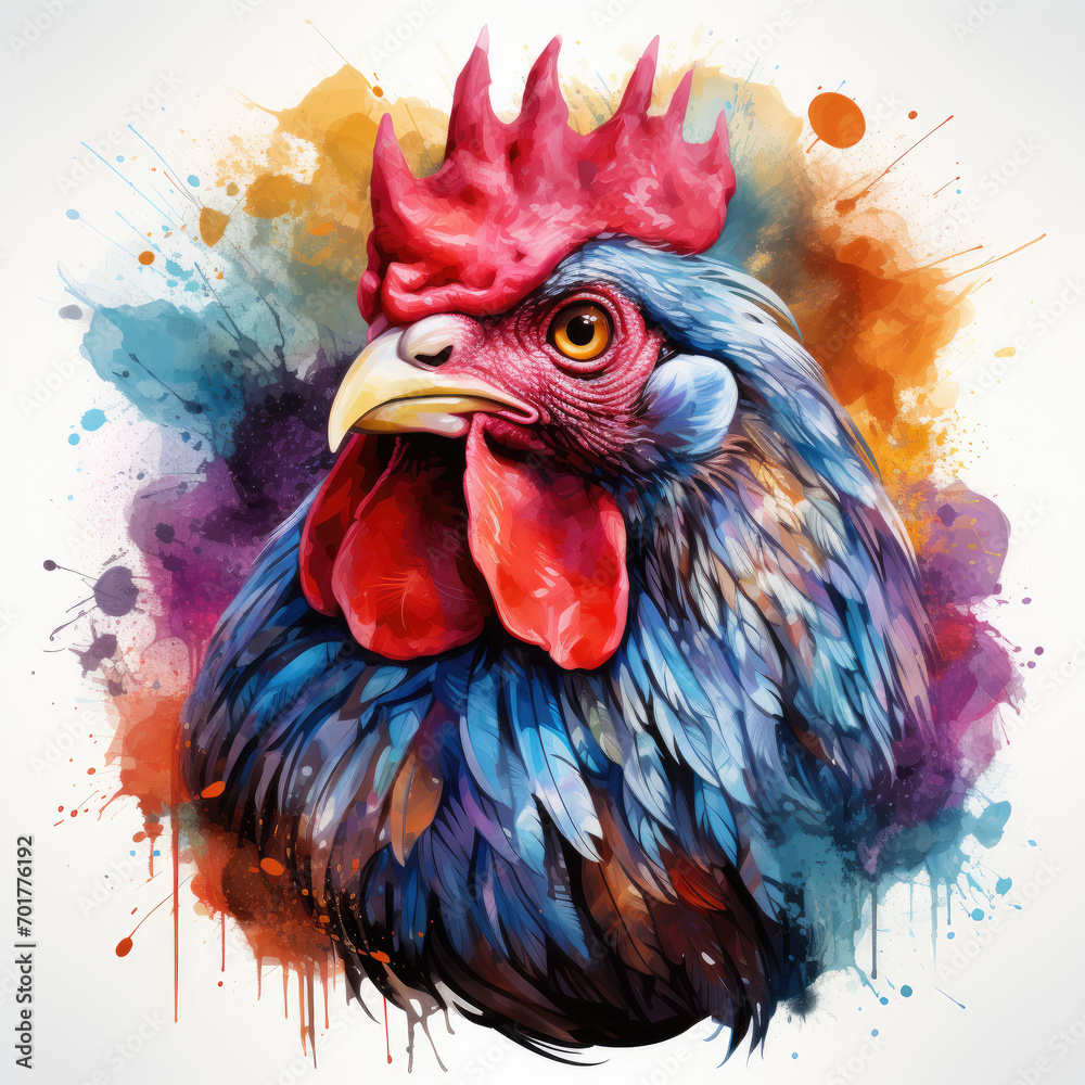 Fototapeta premium watercolor Chicken with Eggs clipart, Generative Ai