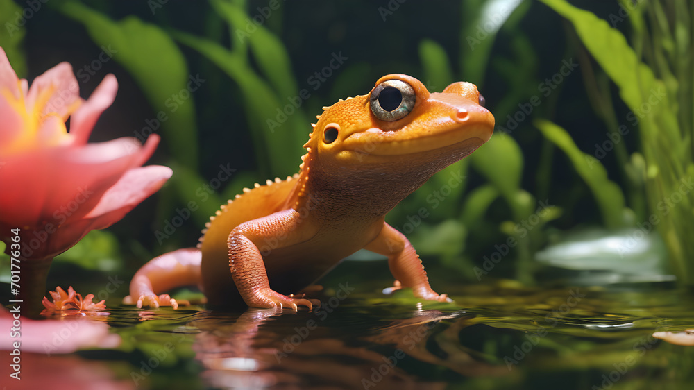 salamander in the pond