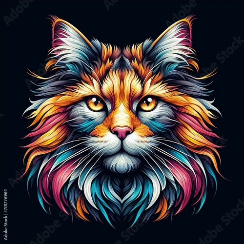 FREE photo a colorful cat head on a black background © VIMAG