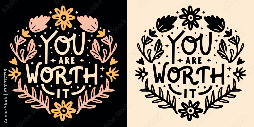 Fotografie You are worth it lettering badge