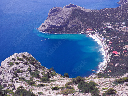 Beautiful landscape seacost with rocks at the sunny day new world