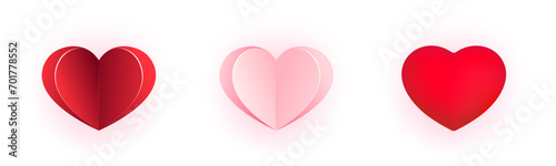 Pink and red hearts cute valentine card illustration