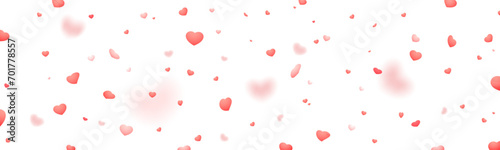 Falling confetti of red hearts on a transparent background, png and eps photo