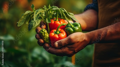 In their vegetable plot, there is a group of organic vegetable gardeners who are cultivating green vegetables and vegetables in harmony as a team.