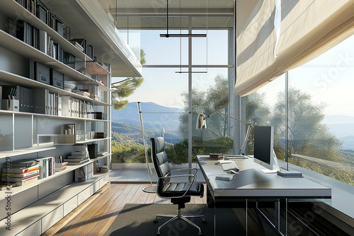 Sleek Home Office with Scenic View   © Kristian