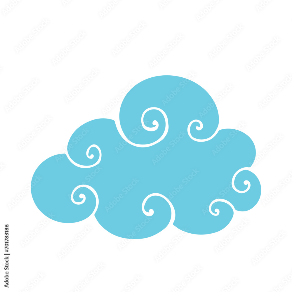 Blue flat cloud. Vector graphics. Blue flat cloud. Vector graphics.