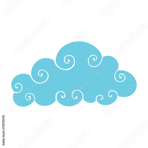 Blue flat cloud. Vector graphics.