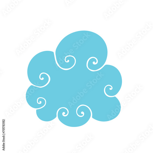 Blue flat cloud. Vector graphics.