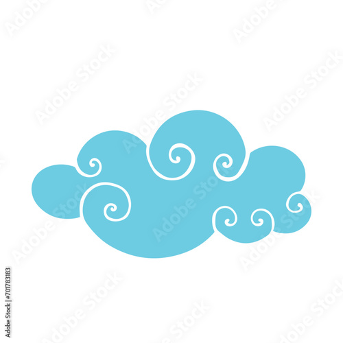 Blue flat cloud. Vector graphics.