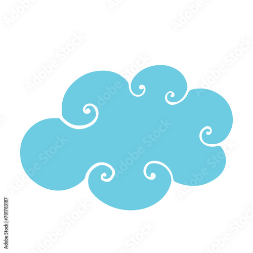 Blue flat cloud. Vector graphics.