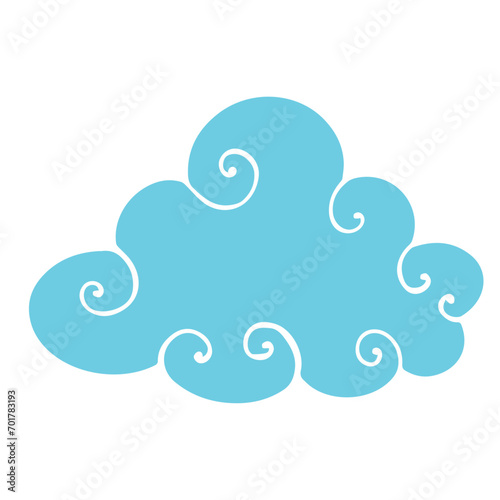 Blue flat cloud. Vector graphics.
