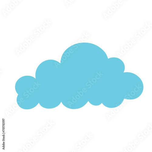 Blue flat cloud. Vector graphics.