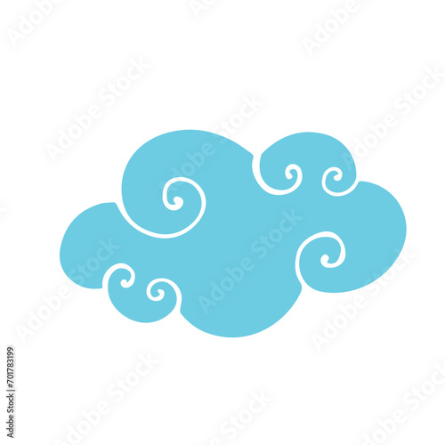 Blue flat cloud. Vector graphics.