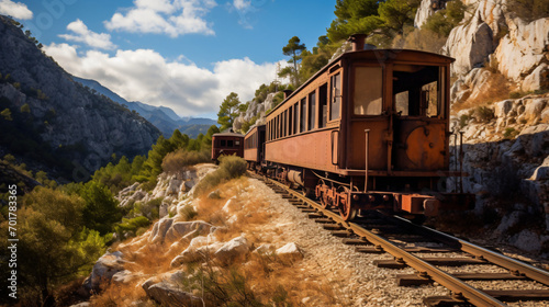 Historic rusty narrow gauge railway located