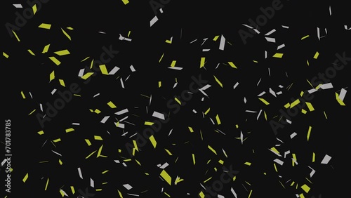 Golden and Silver Confetti Explosion and Falling Pack on a Black Background