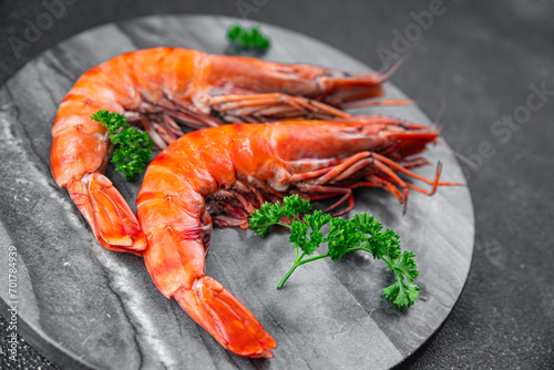 gambas langoustine large shrimp delicious prawns ready to eat healthy eating cooking appetizer meal food snack on the table