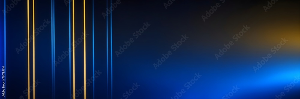Abstract dark background with neon light blue and yellow lines. Blue background banner with illuminated copy space. Abstract dark background with neon light blue and yellow lines. Blue background banner with illuminated copy space.