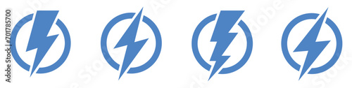 collection of lightning bolt. Thunderbolt flat style - stock vector.