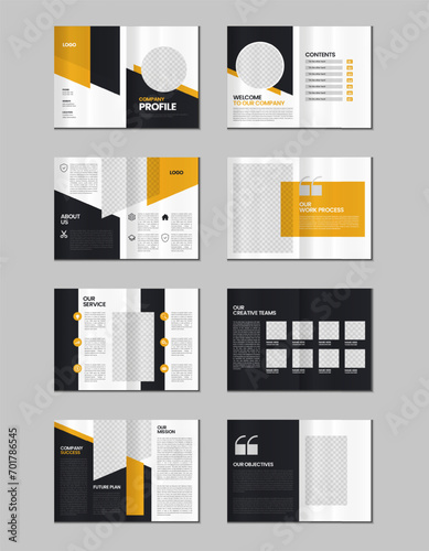Company profile, multipage flyer brochure, 16 pages portfolio magazine, annual report, catalog and a4 multipage template design
