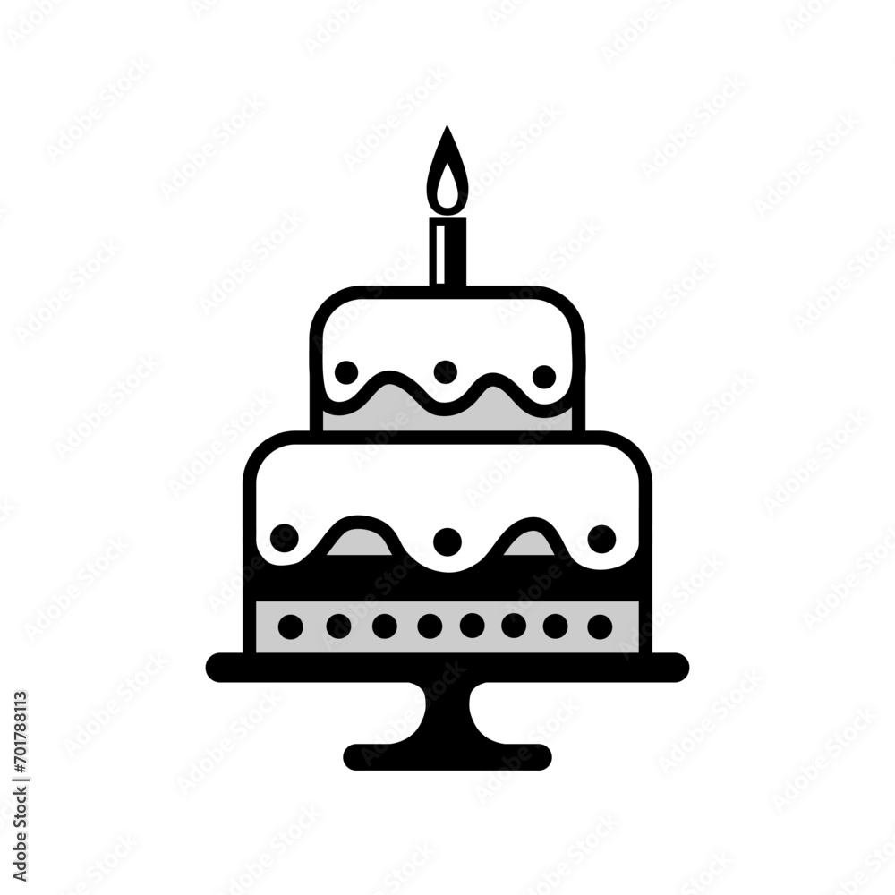 Cake vector icon on white background Cake vector icon on white background