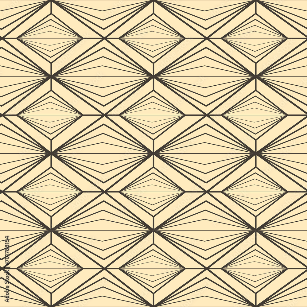 Vector seamless geometric pattern with rhombuses - monochrome design. Abstract decorative beige background. Fabric endess print Vector seamless geometric pattern with rhombuses - monochrome design. Abstract decorative beige background. Fabric endess print