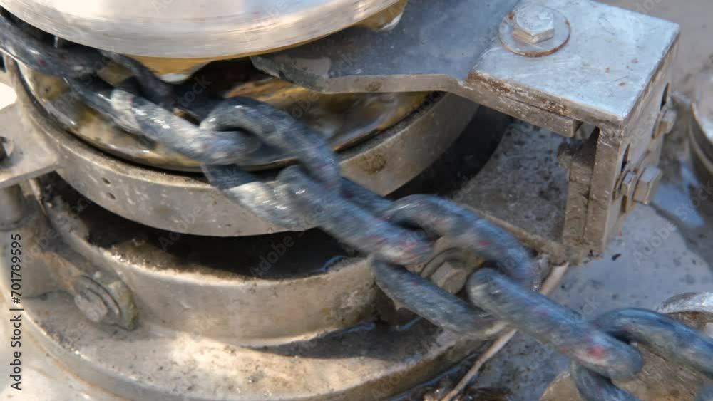 marine windlass on ship vessel working, chain movement, nautical maintenance, drop anchor process marine windlass on ship vessel working, chain movement, nautical maintenance, drop anchor process