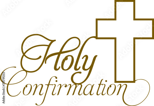 Holy confirmation christian cross gold church bible text sign design 