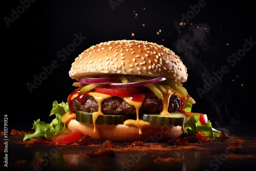 Delicious Gourmet Juicy Burger photo
