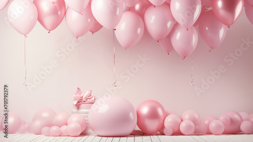 pink crown with balloons and white abstract