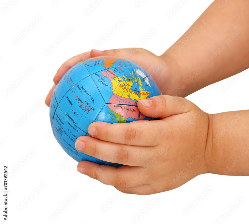 The globe in hands of the child The globe in hands of the child