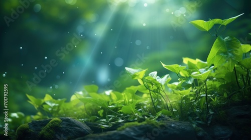 Beautiful green plants and rays of the sun © Karolina