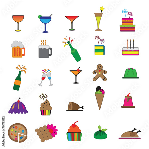 Collection of food and drink vectors. isolated white background. vector illustration