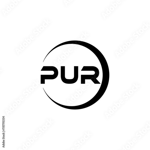 PUR letter logo design with white background in illustrator, cube logo, vector logo, modern alphabet font overlap style. calligraphy designs for logo, Poster, Invitation, etc.