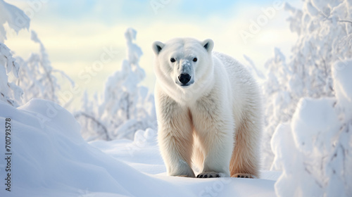 polar bear with white fur and brown eyes looking