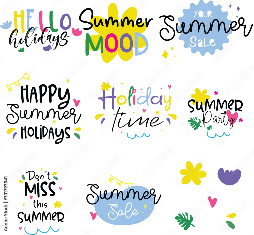 Summer Quote Design Bundle , Summer Lettering Set Summer Quote Design Bundle , Summer Lettering Set