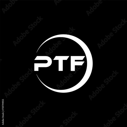 PTF letter logo design with black background in illustrator, cube logo, vector logo, modern alphabet font overlap style. calligraphy designs for logo, Poster, Invitation, etc.