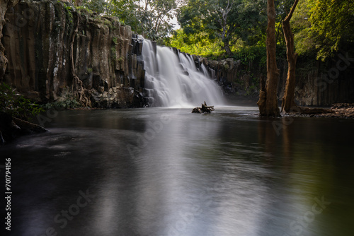 Long exposure view of Rochester falls located in the south of Mauritius island