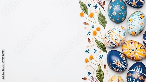 A frame for easter eggs that has been isolated and painted in blue by hand. photo