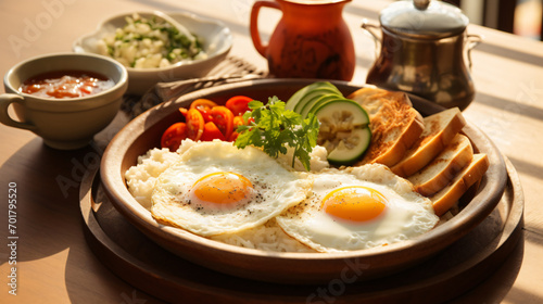 Traditional brasilian breakfast, food, soup, meal, dish, dinner, vegetable, bowl, lunch, healthy, delicious, cuisine, white, meat, plate, chicken, gourmet, green, eggs, closeup, landscape format 16:9
