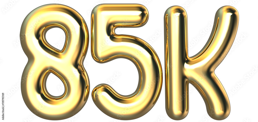85K Followers Number Balloon 3D Render 85K Followers Number Balloon 3D Render