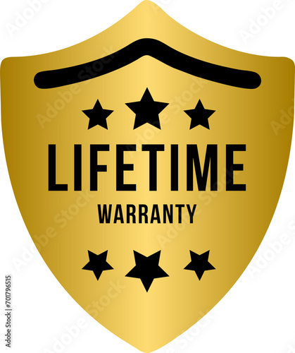 Lifetime Warranty Golden Seal Stamp, gold lifetime warranty label, badge, stamp