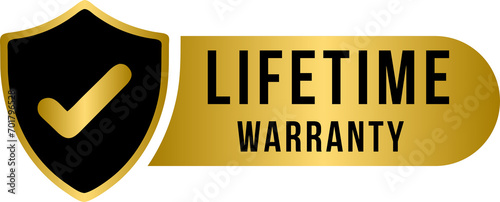 Lifetime Warranty Golden Seal Stamp, gold lifetime warranty label, badge, stamp