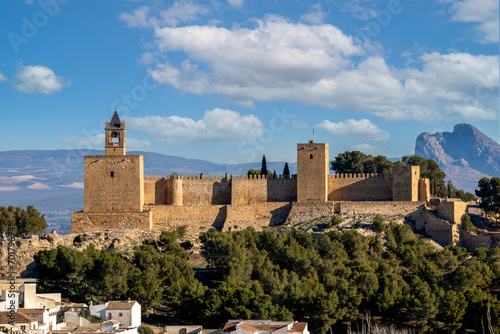 General view of the Alcazaba de Antequera, Malaga, Andalusia, Spain, Moorish fortress in daylight