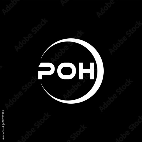 POH letter logo design with black background in illustrator, cube logo, vector logo, modern alphabet font overlap style. calligraphy designs for logo, Poster, Invitation, etc.
