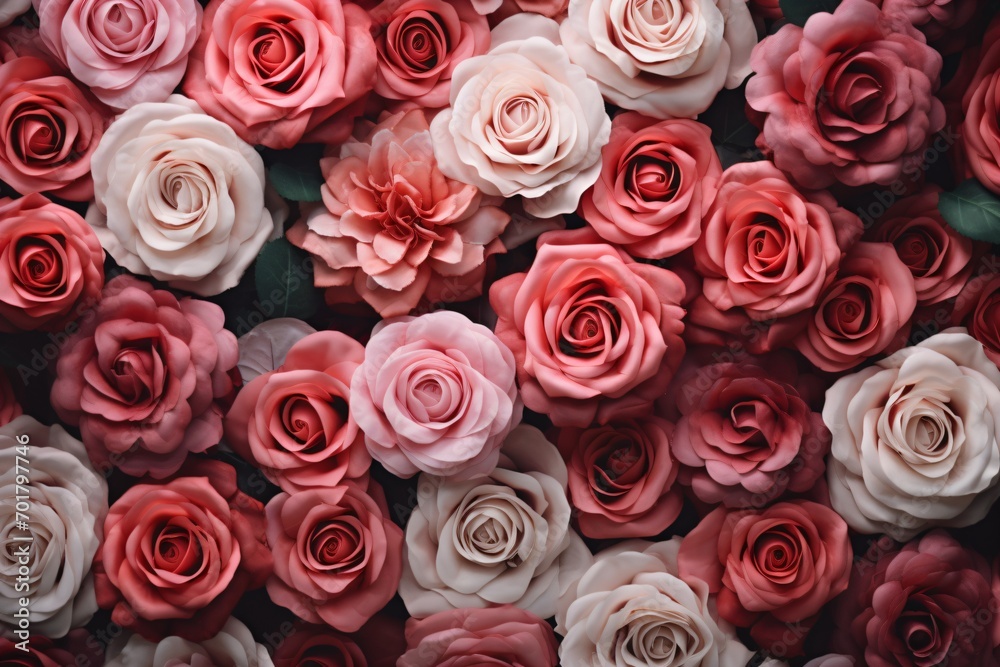 Red white and pink roses floral print pattern Red white and pink roses floral print pattern