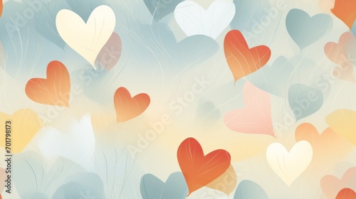  a bunch of hearts that are floating in the air with a sky background that looks like they are floating in the air.