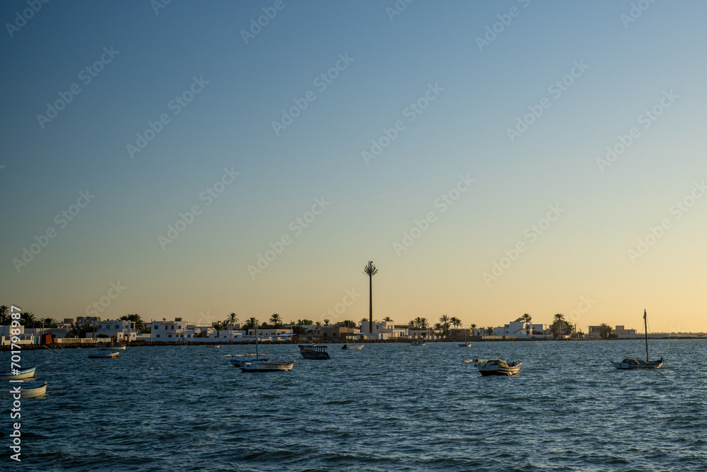 View of Kerkennah - Tunisian archipelago in the Mediterranean Sea