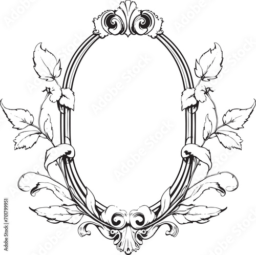 Wedding neoclassical crest black and white vector vintage style