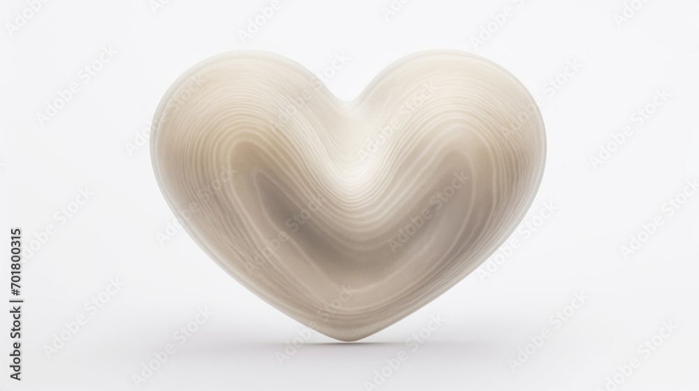 a white heart shaped object sitting on top of a white surface with a shadow on the bottom of the heart. a white heart shaped object sitting on top of a white surface with a shadow on the bottom of the heart.